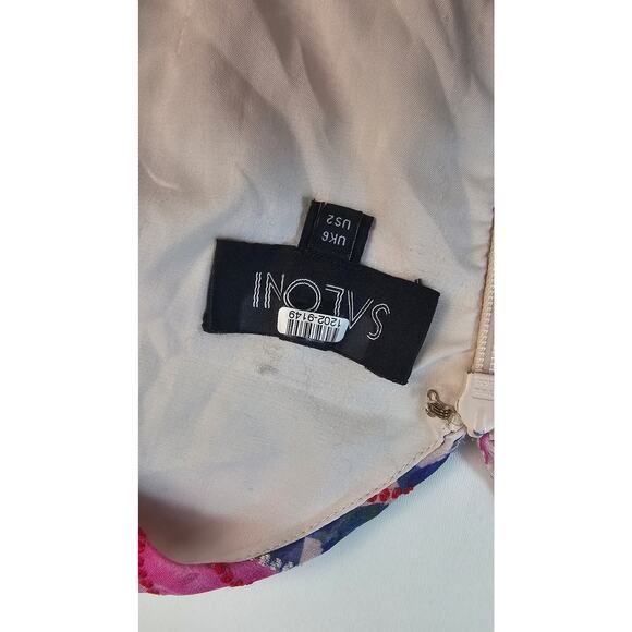 Saloni catia silk blend floral colorful asymmetric hem ruffle summer dress 2 US - Picture 6 of 10